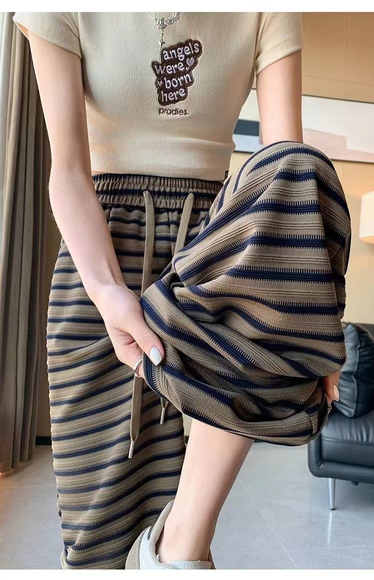 Stripe Casual Palazzo Pants for Women