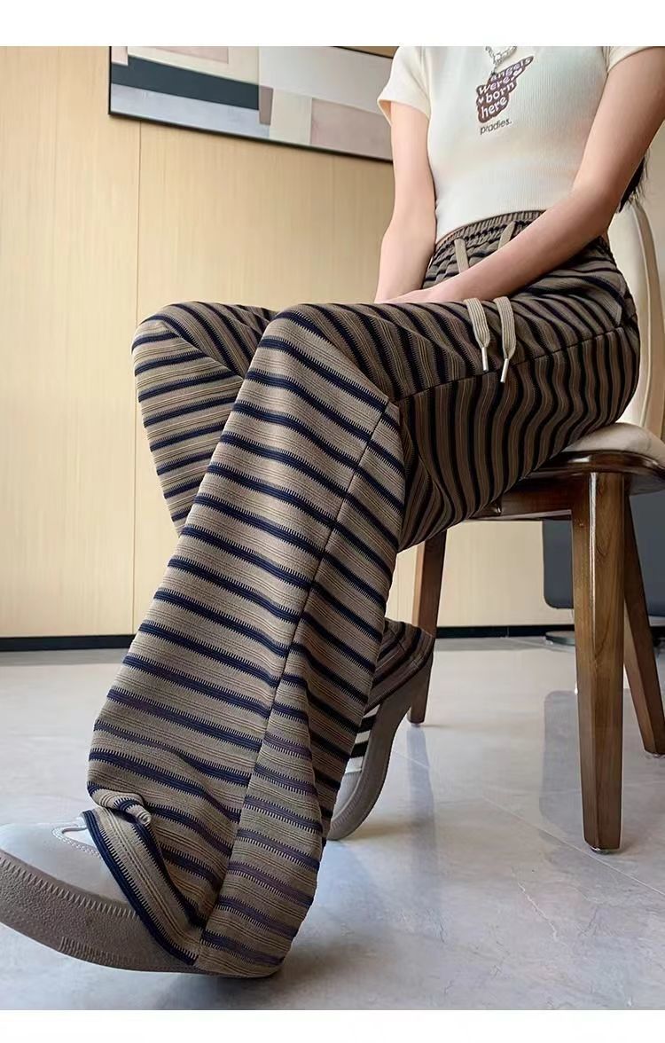 Stripe Casual Palazzo Pants for Women