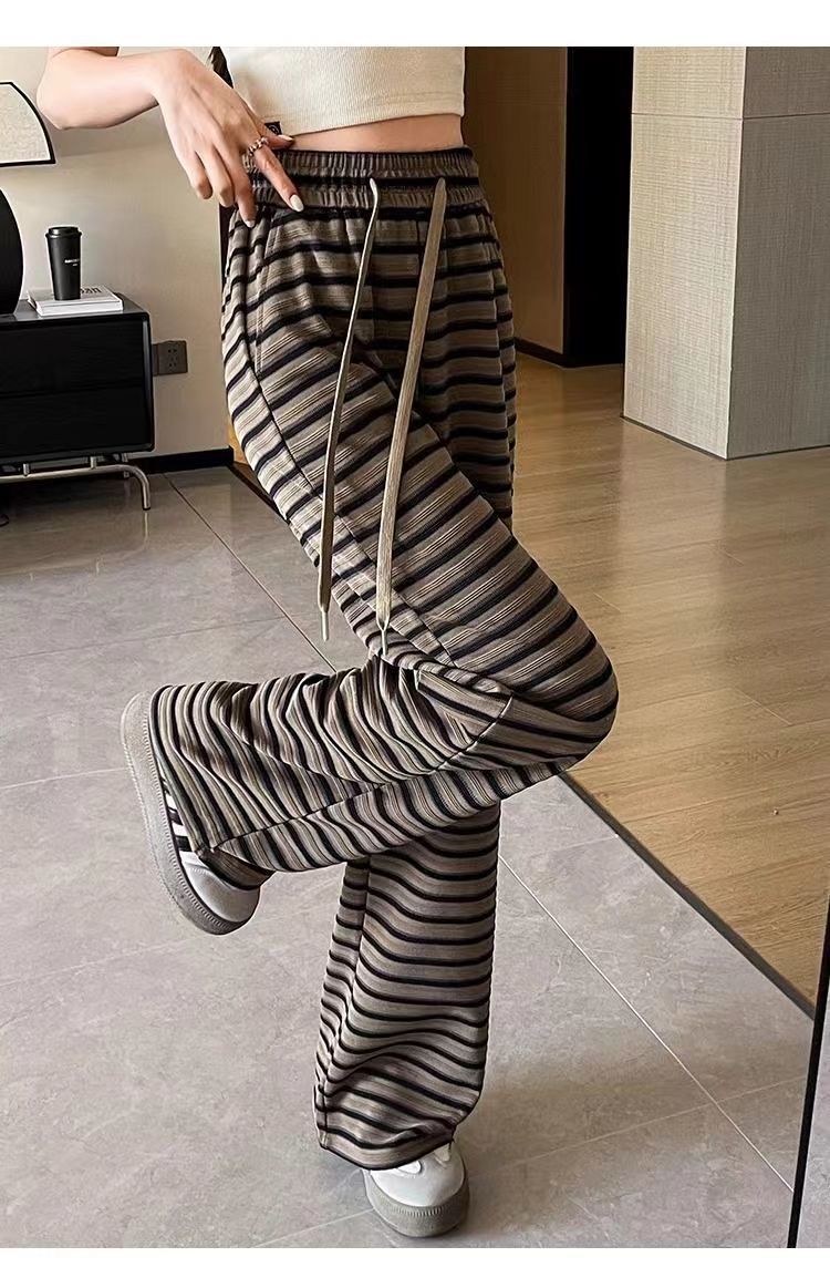 Stripe Casual Palazzo Pants for Women