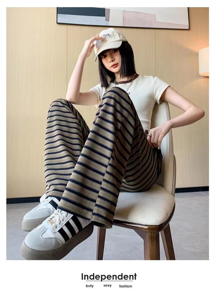 Stripe Casual Palazzo Pants for Women
