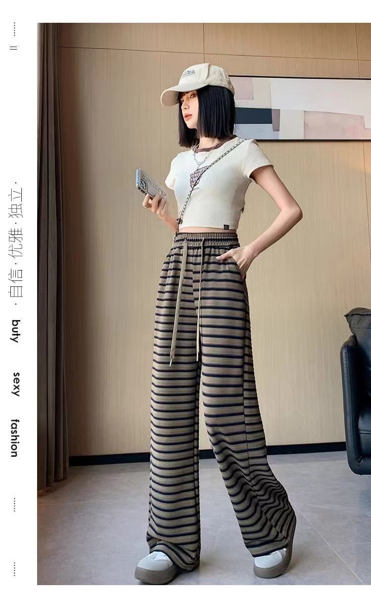 Stripe Casual Palazzo Pants for Women
