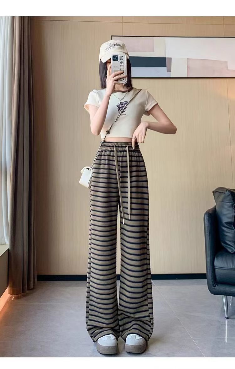 Stripe Casual Palazzo Pants for Women