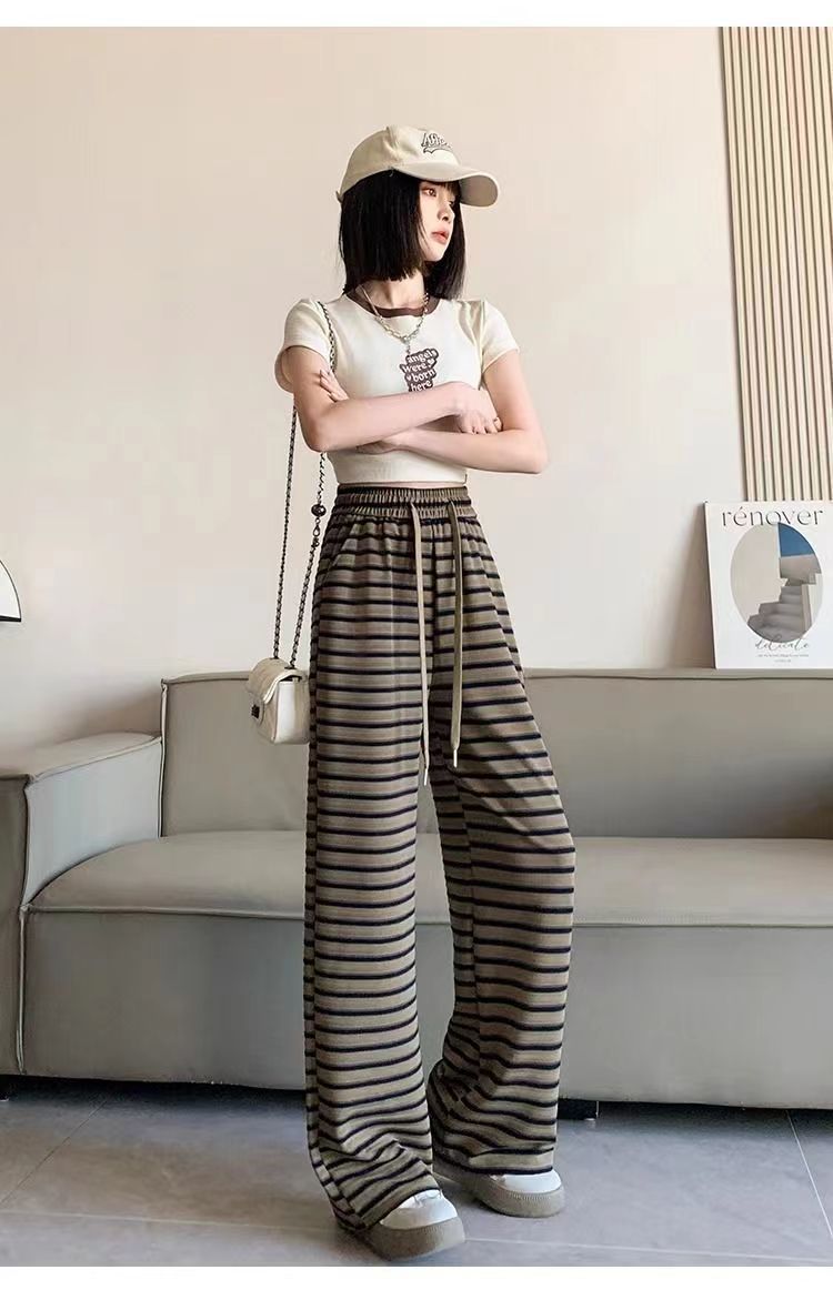 Stripe Casual Palazzo Pants for Women