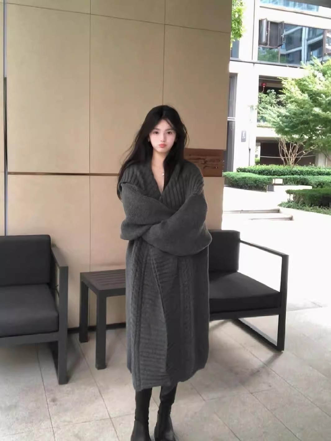 Gray Cloak Coat for Women