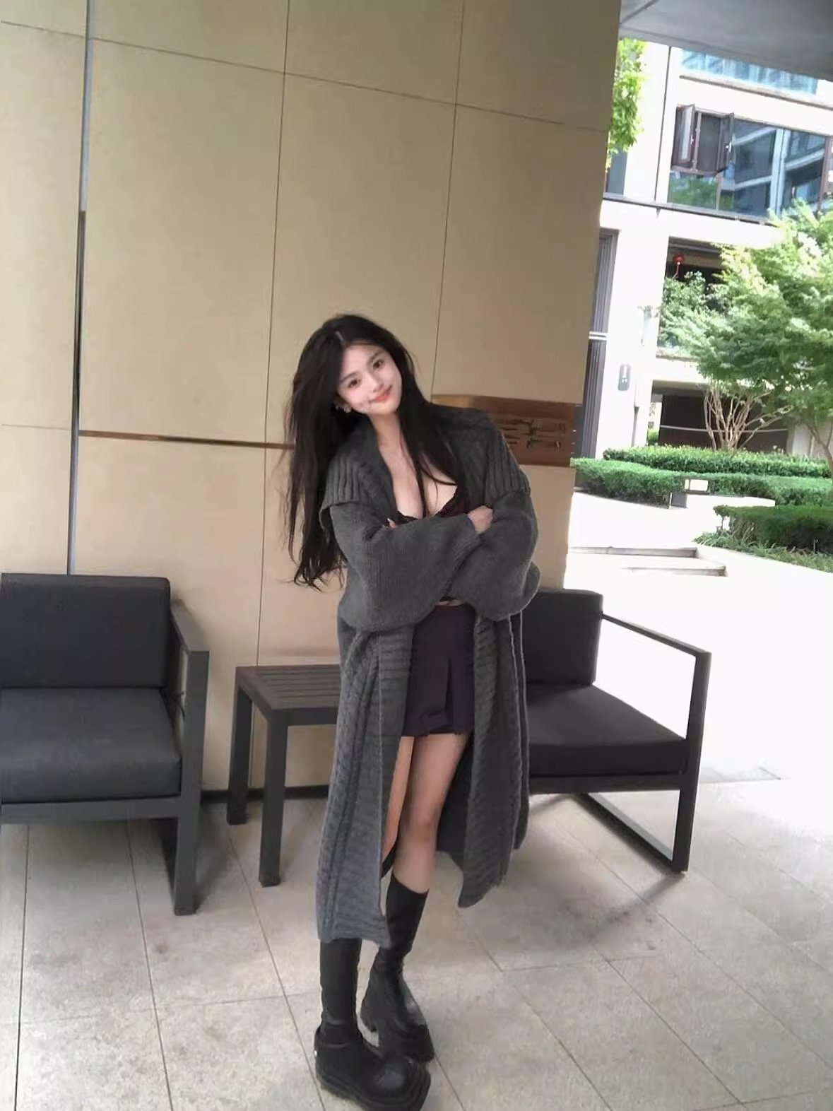 Gray Cloak Coat for Women