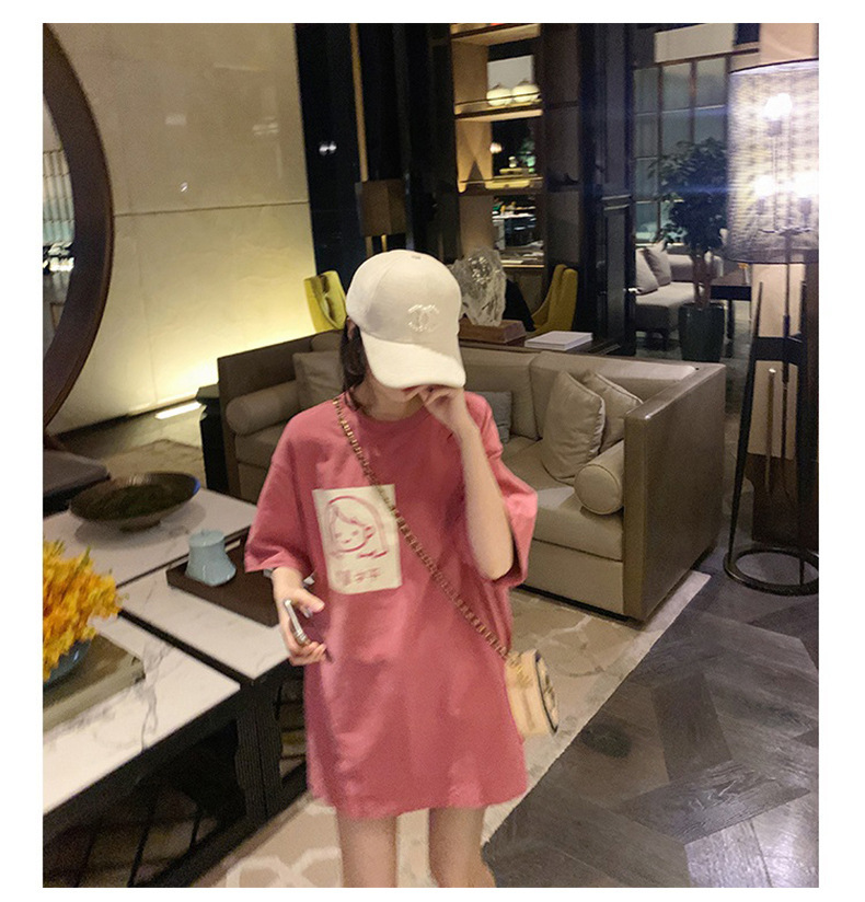 Pink Printed Round Neck T-Shirt