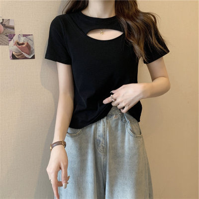 Cutout Tee Femme Slim Candy Colour Top