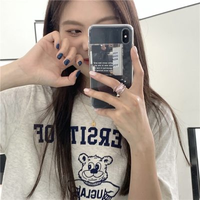 Chic Bear Print Loose Fit T-shirt