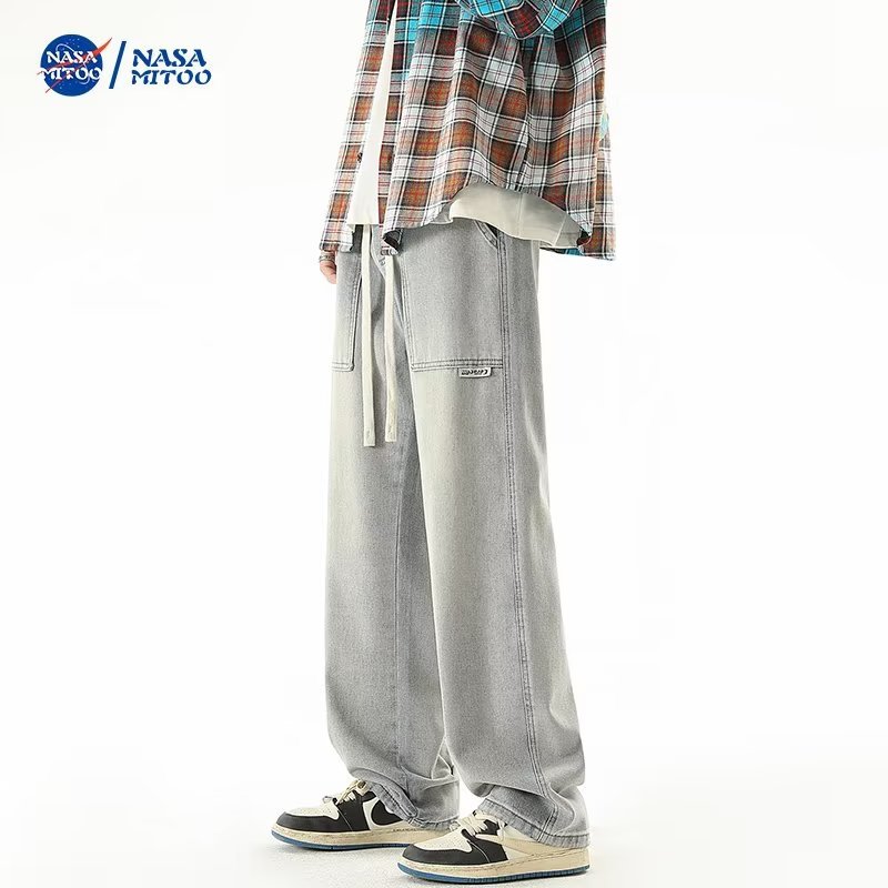 Vintage Washed Straight-Leg Men's Denim Pants