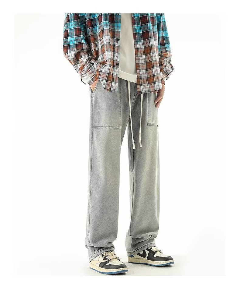 Vintage Washed Straight-Leg Men's Denim Pants