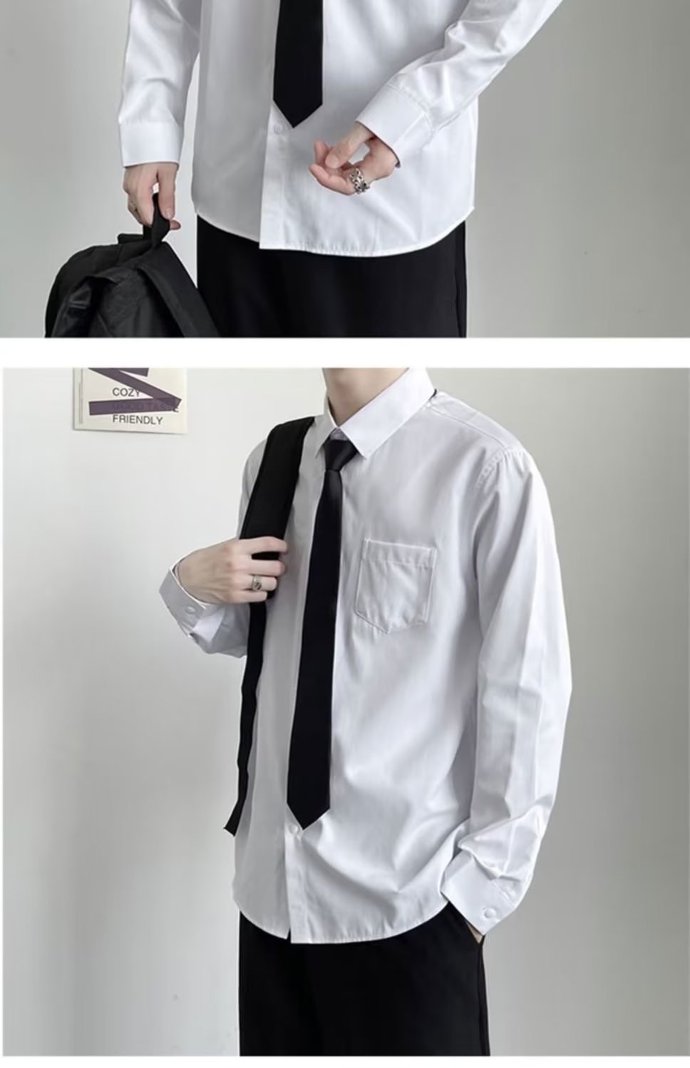 Japanese Style Trendy White Long Sleeve Shirt for Men, Versatile and Relaxed Solid Color Couple's Outfit, Round Neck Sweater for Men, New Autumn Style, Casual and Trendy Solid Color Thin Sweatshirt, Korean Style COZY FRIENDLY FASHION STYLE 2021 NEW ARRIVALS AVAILABLE IN COLORS SIZE CHART SIZE WAIST HIP LEG LENGTH S 72 105 48 96 M 76 109 49 98 L 80 113 50 100 XL 84 117 51 102 2XL 88 121 52 104 3XL 92 125 53 106 Unit: CM SIZE CHART DATA FOR REFERENCE ONLY, DUE TO MANUAL MEASUREMENT, THERE MAY BE A DEVIATION OF ABOUT 1-3CM DESIGN HIGHLIGHTS SIZE RECOMMENDATION S M Suitable for wearing range Suitable for wearing range Height(CM): 155-160 Height(CM): 160-170 Weight(KG): 43-45 Weight(KG): 45-55 L XL Suitable for wearing range Suitable for wearing range Height(CM): 170-175 Height(CM): 175-180 Weight(KG): 55-60 Weight(KG): 60-70 2XL 3XL Suitable for wearing range Suitable for wearing range Height(CM): 175-180 Height(CM): 175-185 Weight(KG): 70-76 Weight(KG): 76-80 PRODUCT DISPLAY COZY FRIENDLY TRENDY X COZY FRIENDLY DETAILS HIGHLIGHTS