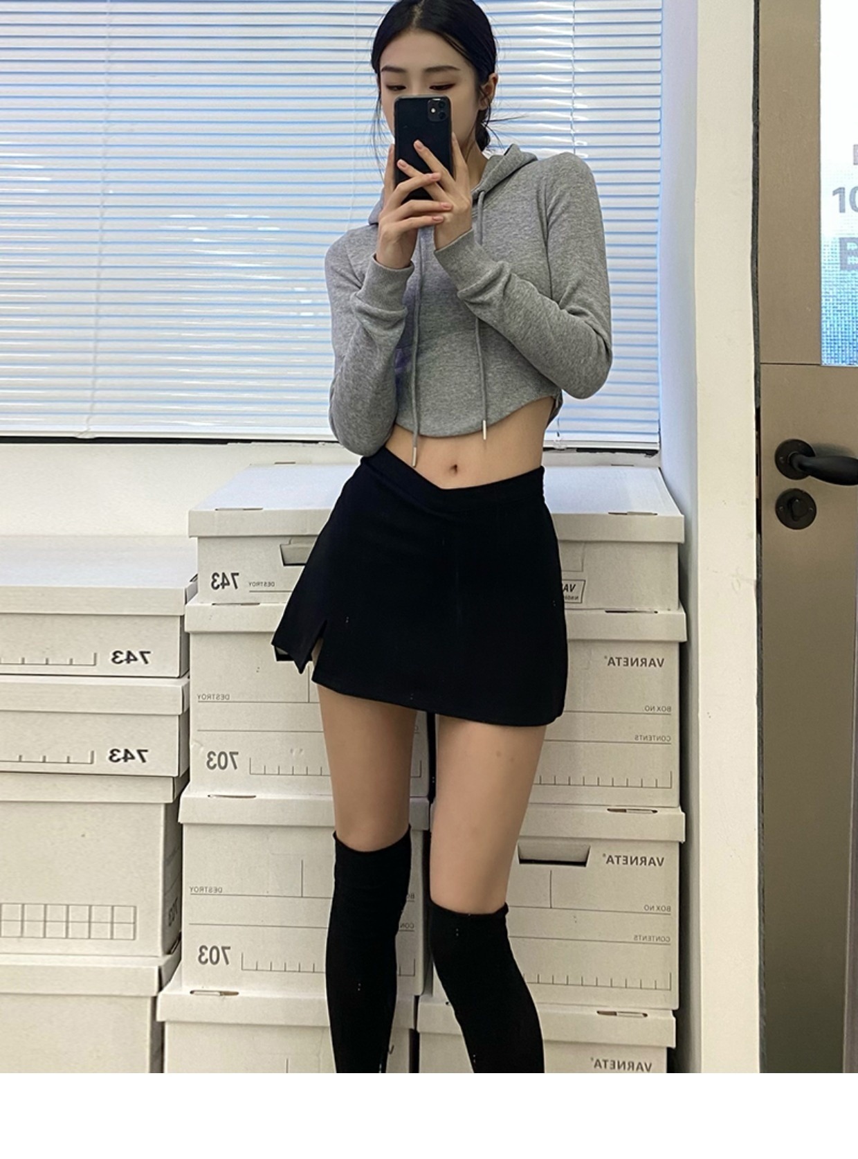 Fashionable Gray Hoodie Top