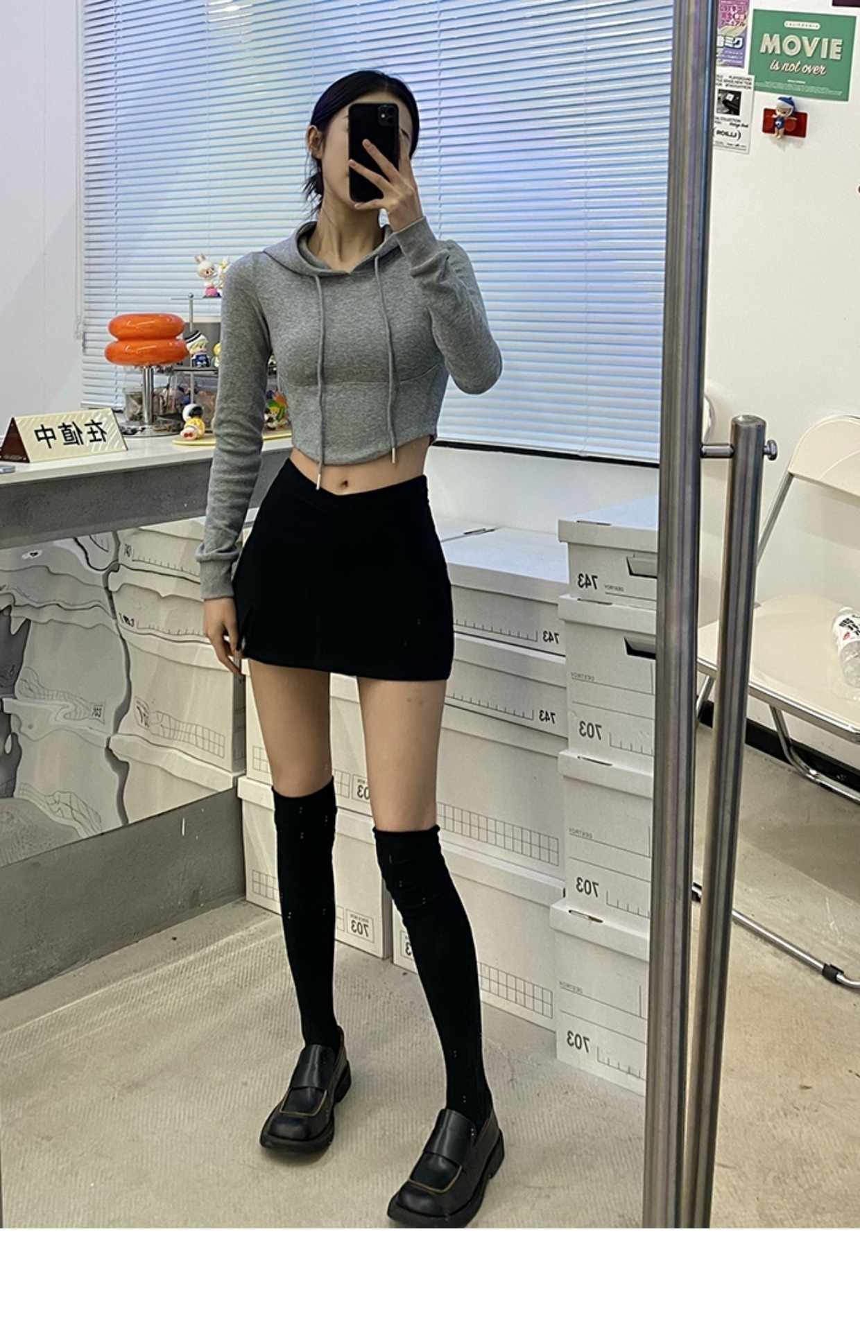 Fashionable Gray Hoodie Top