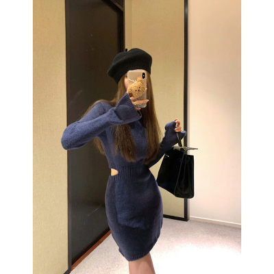 French Pure-Sultry Knit Dress for Women Autumn-Winter