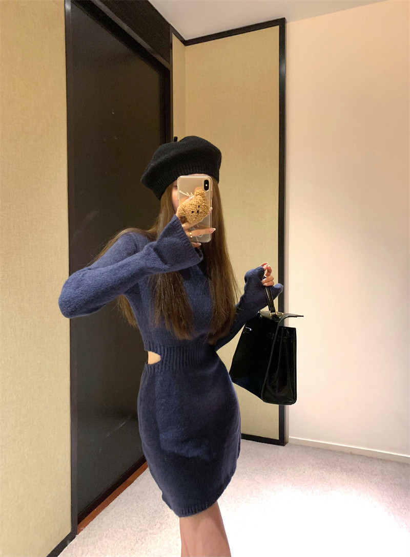 French Pure-Sultry Knit Dress for Women Autumn-Winter