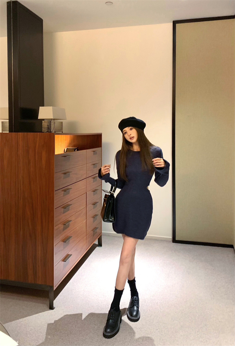 French Pure-Sultry Knit Dress for Women Autumn-Winter