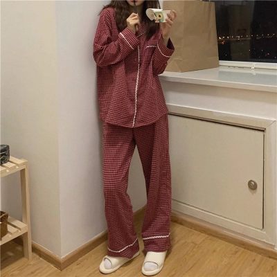 Sweet Red Plaid Pajama Set for Women