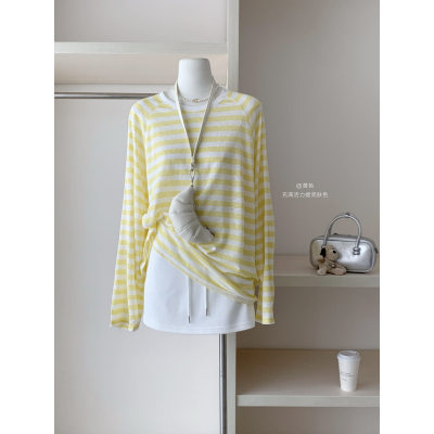 NISOME Striped UV Protection Long Sleeve T-Shirt