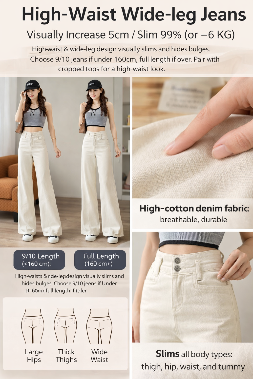 High-Waist Wide-Leg Denim Jeans