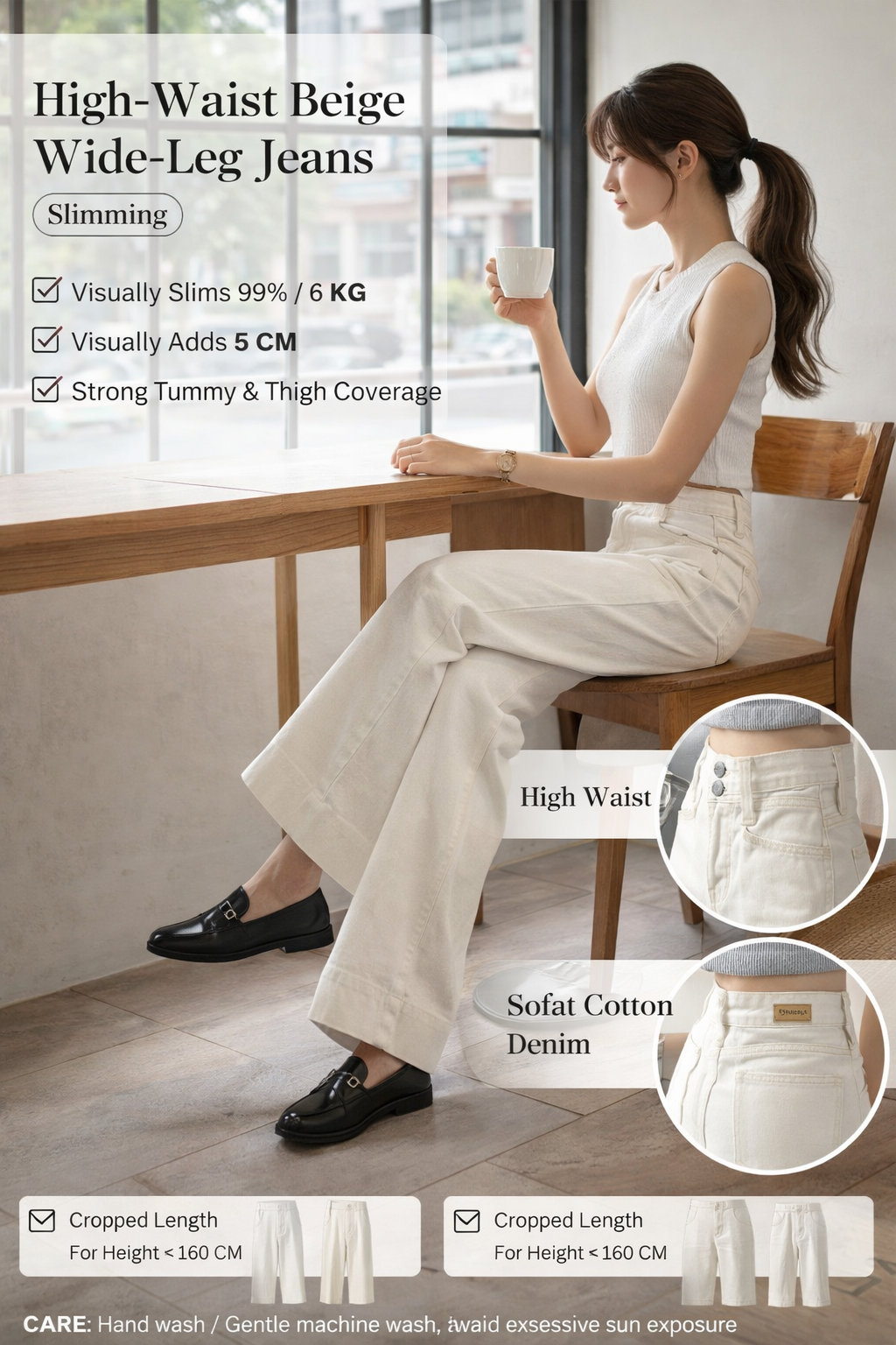 High-Waist Wide-Leg Denim Jeans