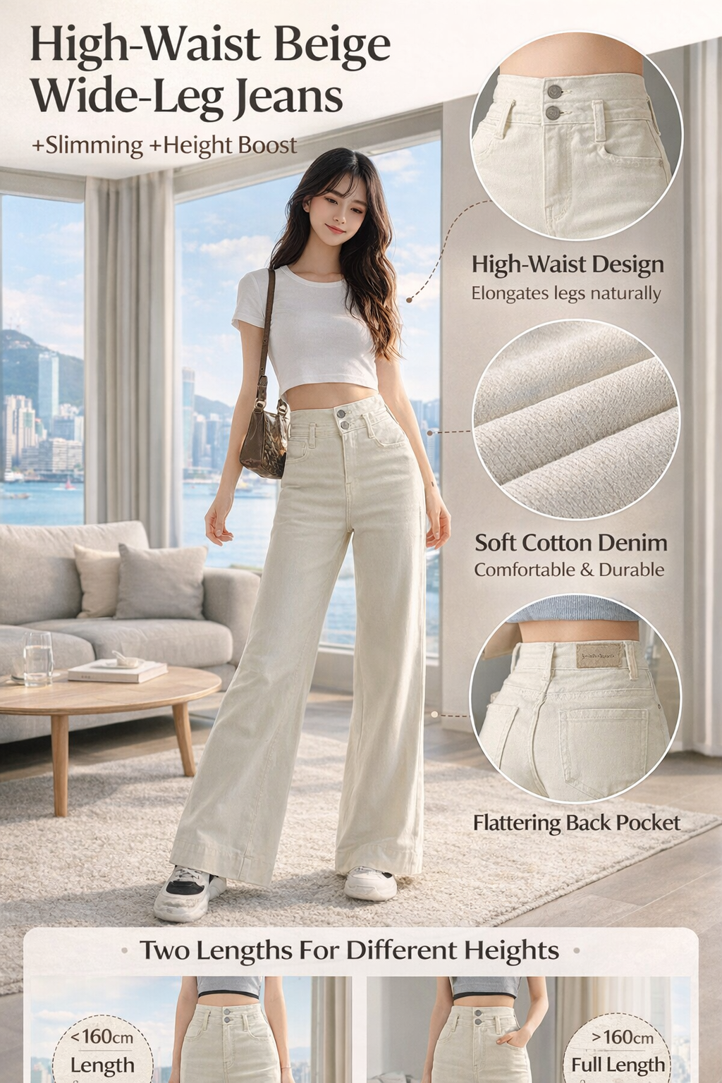 High-Waist Wide-Leg Denim Jeans