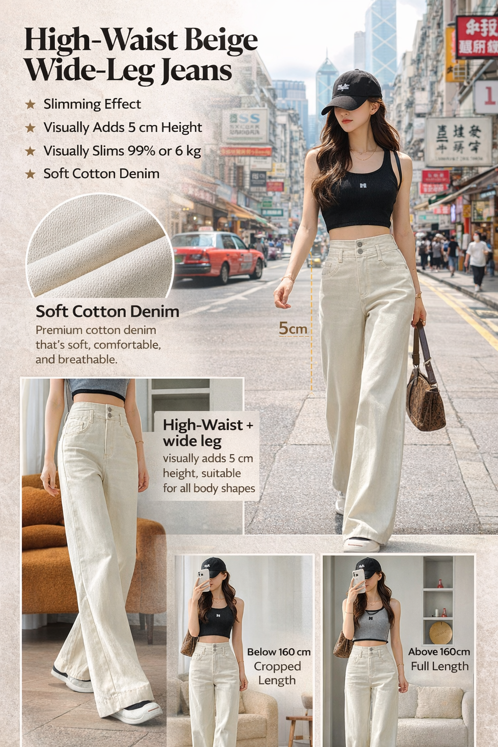 High-Waist Wide-Leg Denim Jeans