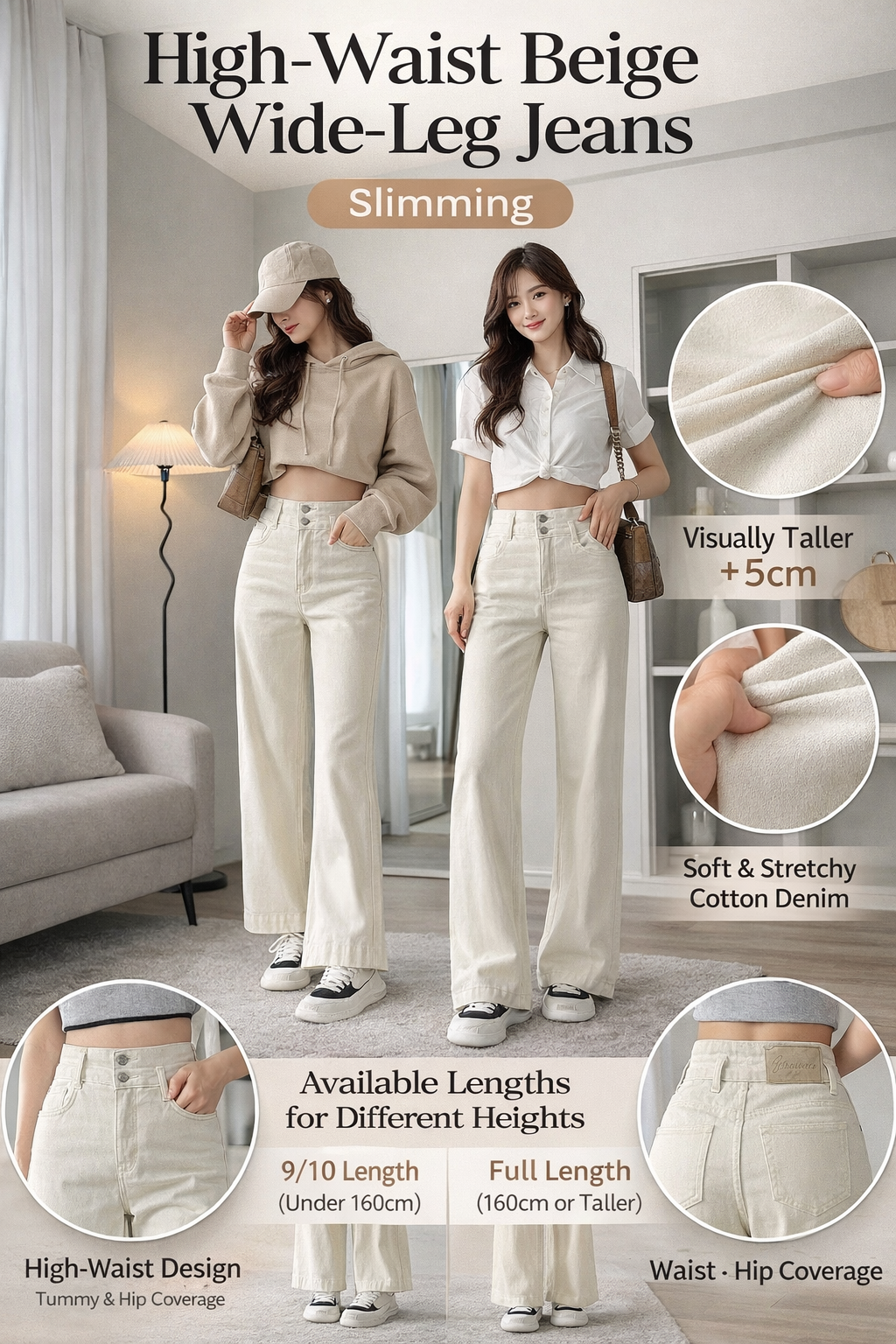 High-Waist Wide-Leg Denim Jeans