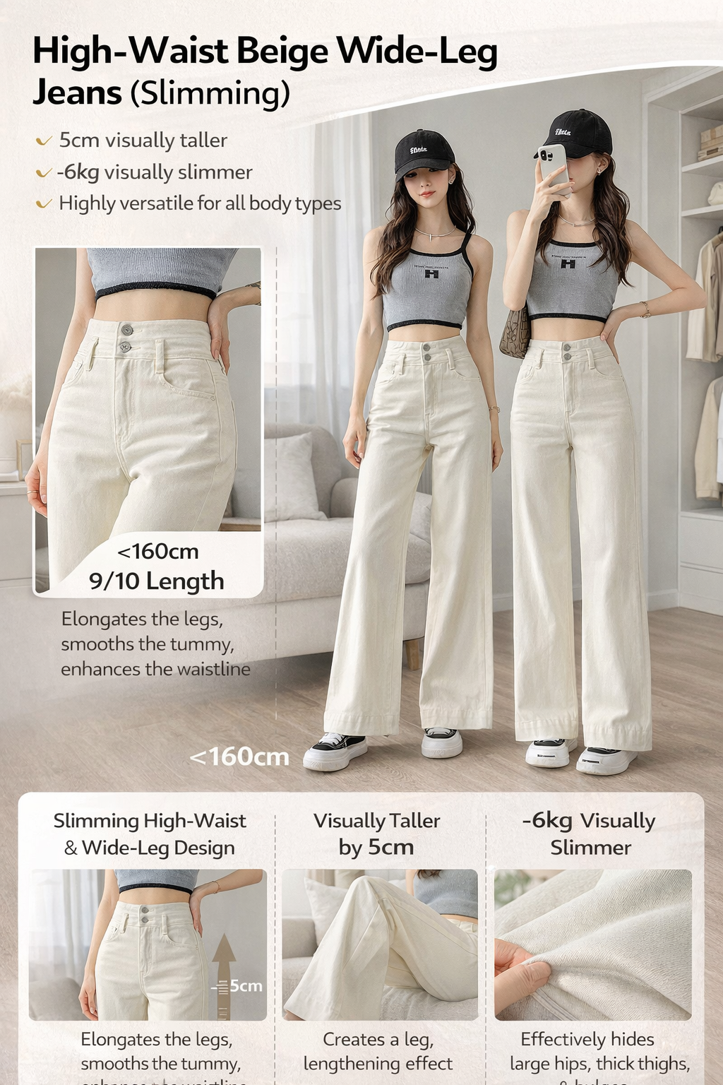 High-Waist Wide-Leg Denim Jeans