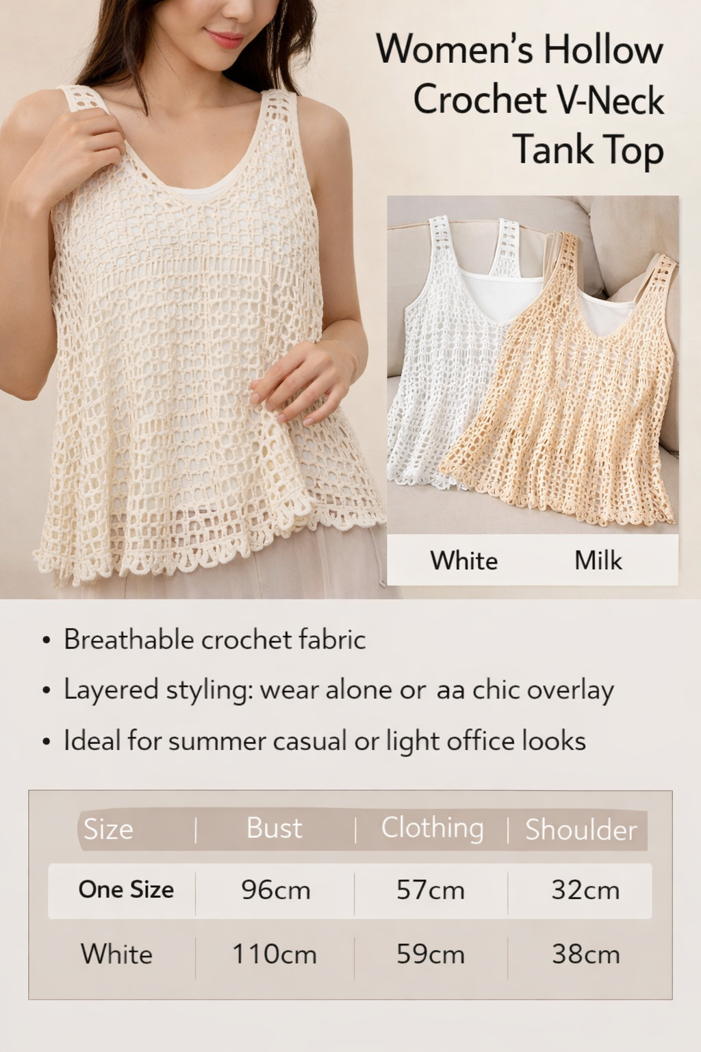 Women's Crochet V-Neck Vest