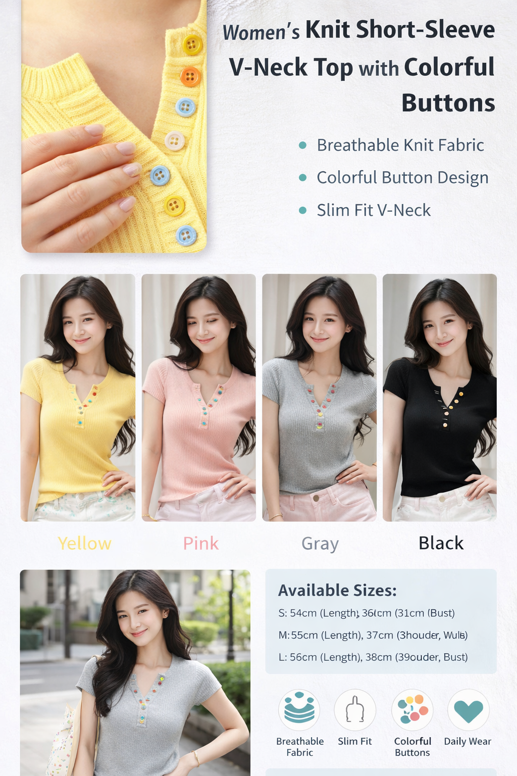 Women's V-Neck Short Knit Top