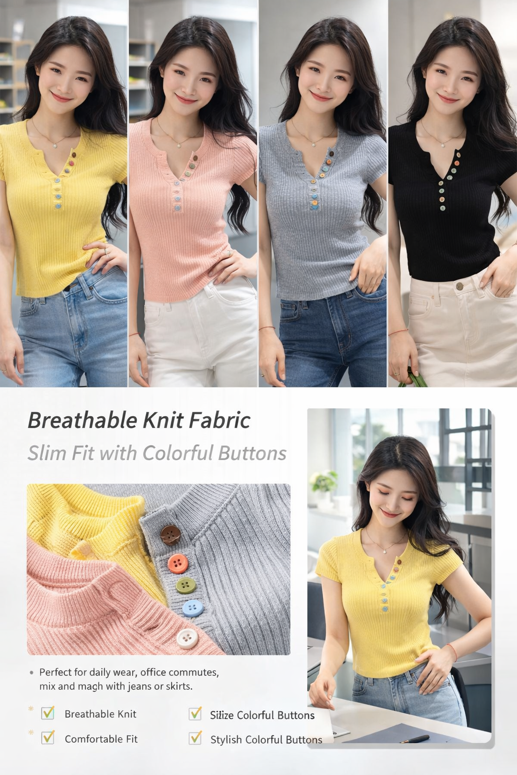 Women's V-Neck Short Knit Top