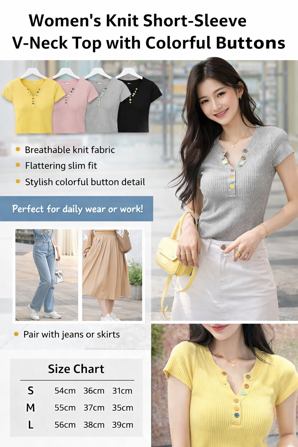 Women's V-Neck Short Knit Top