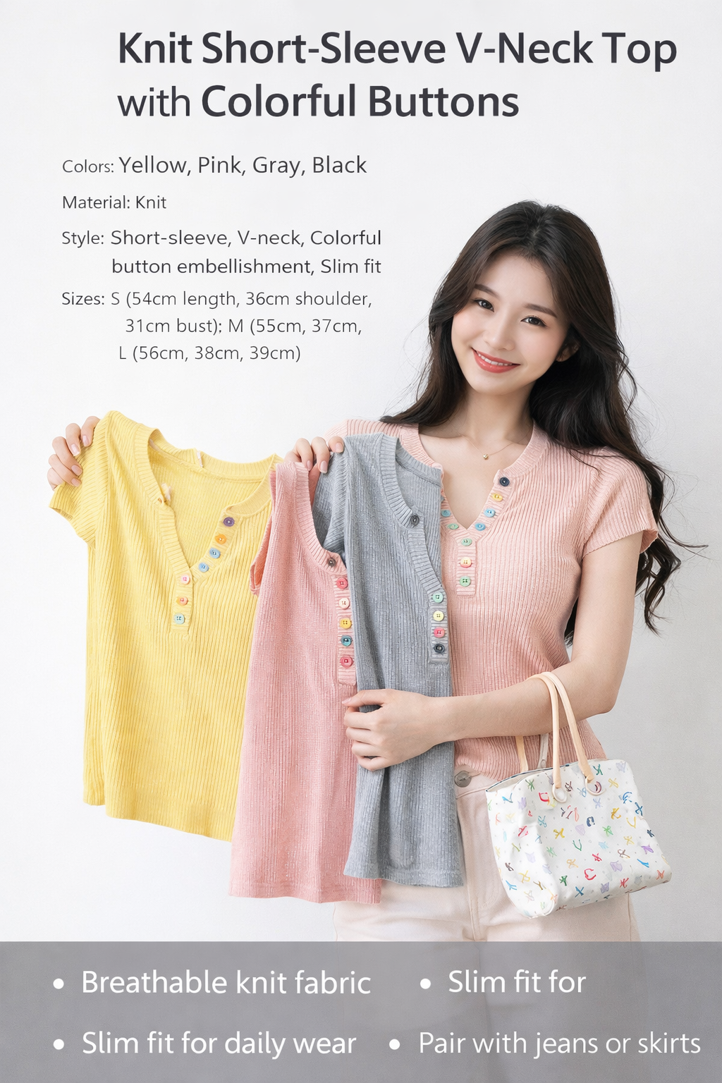 Women's V-Neck Short Knit Top