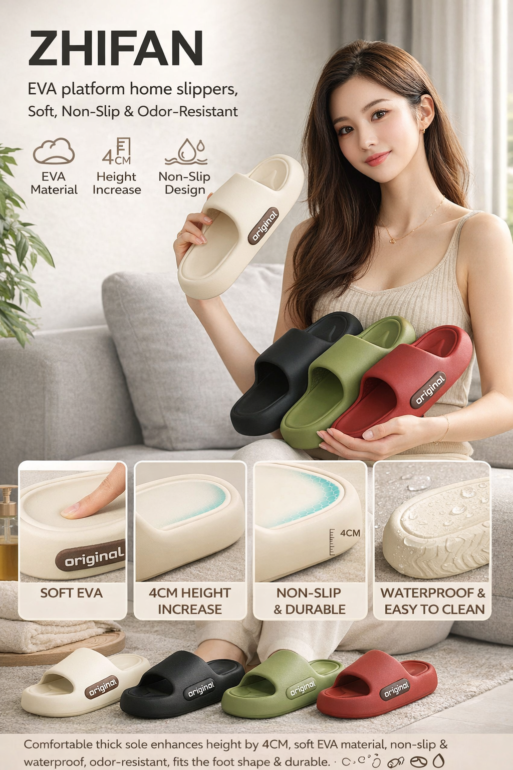 ZHIFAN EVA Thick-Soled Slippers
