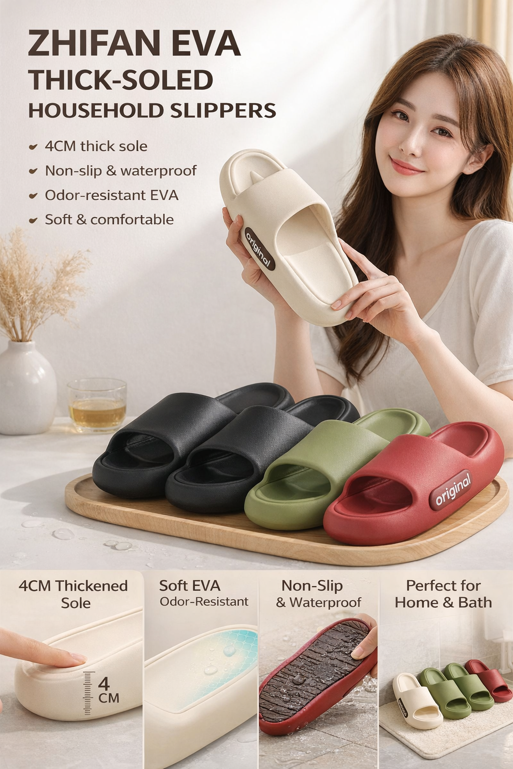 ZHIFAN EVA Thick-Soled Slippers