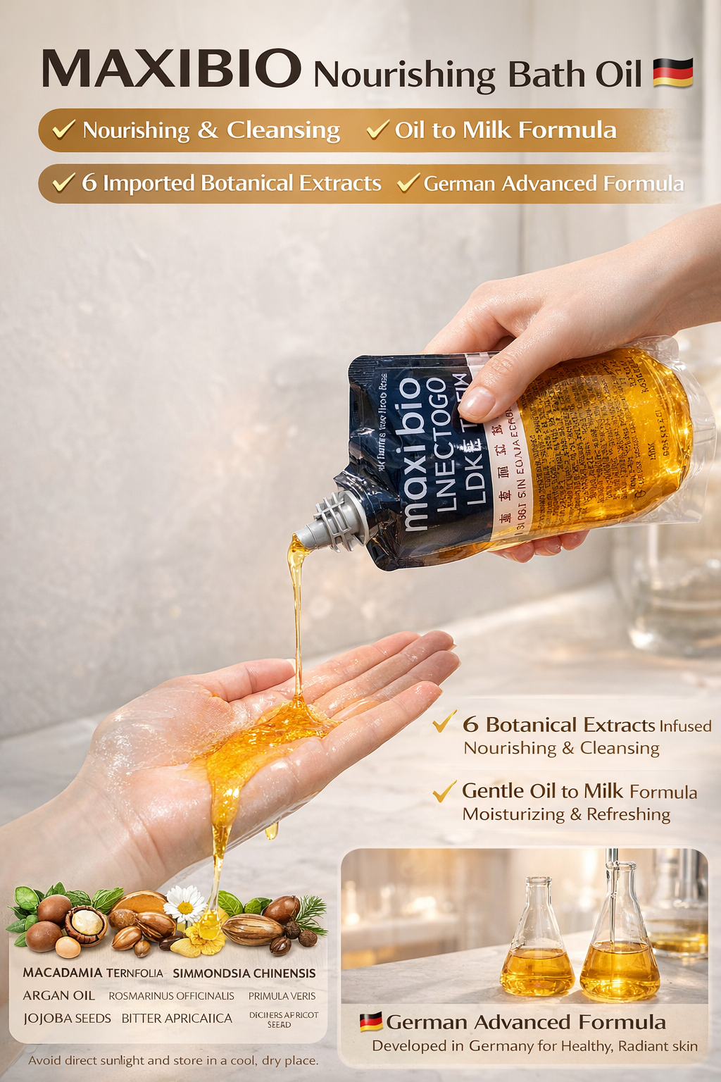 MAXIBIO German Nourishing Bath Oil