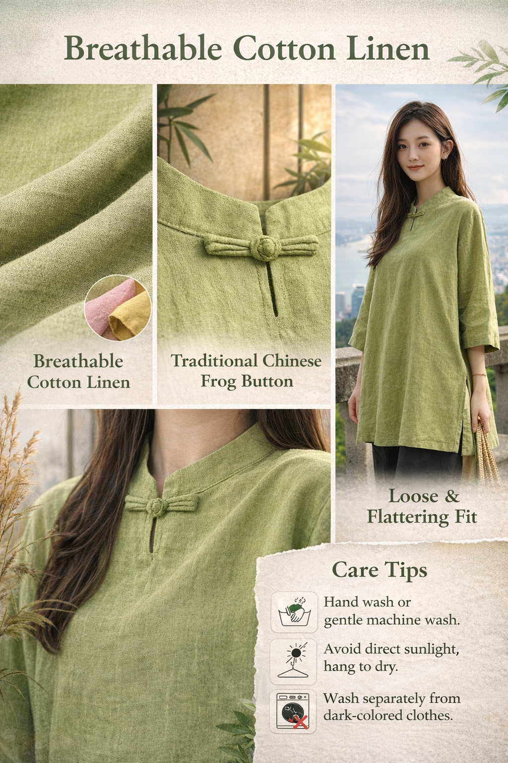 Cotton Linen Chinese Knot Tops