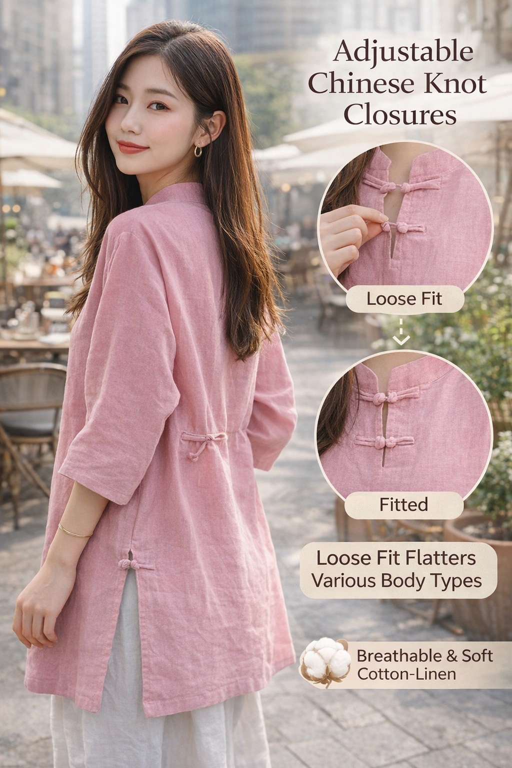Cotton Linen Chinese Knot Tops