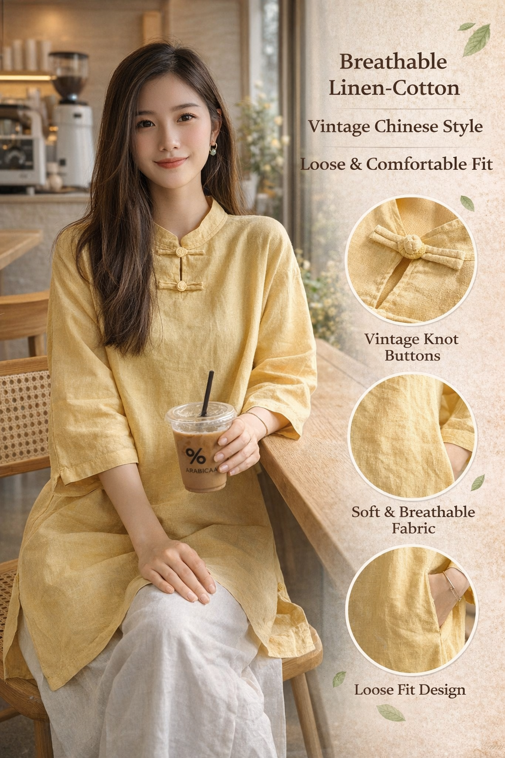 Cotton Linen Chinese Knot Tops