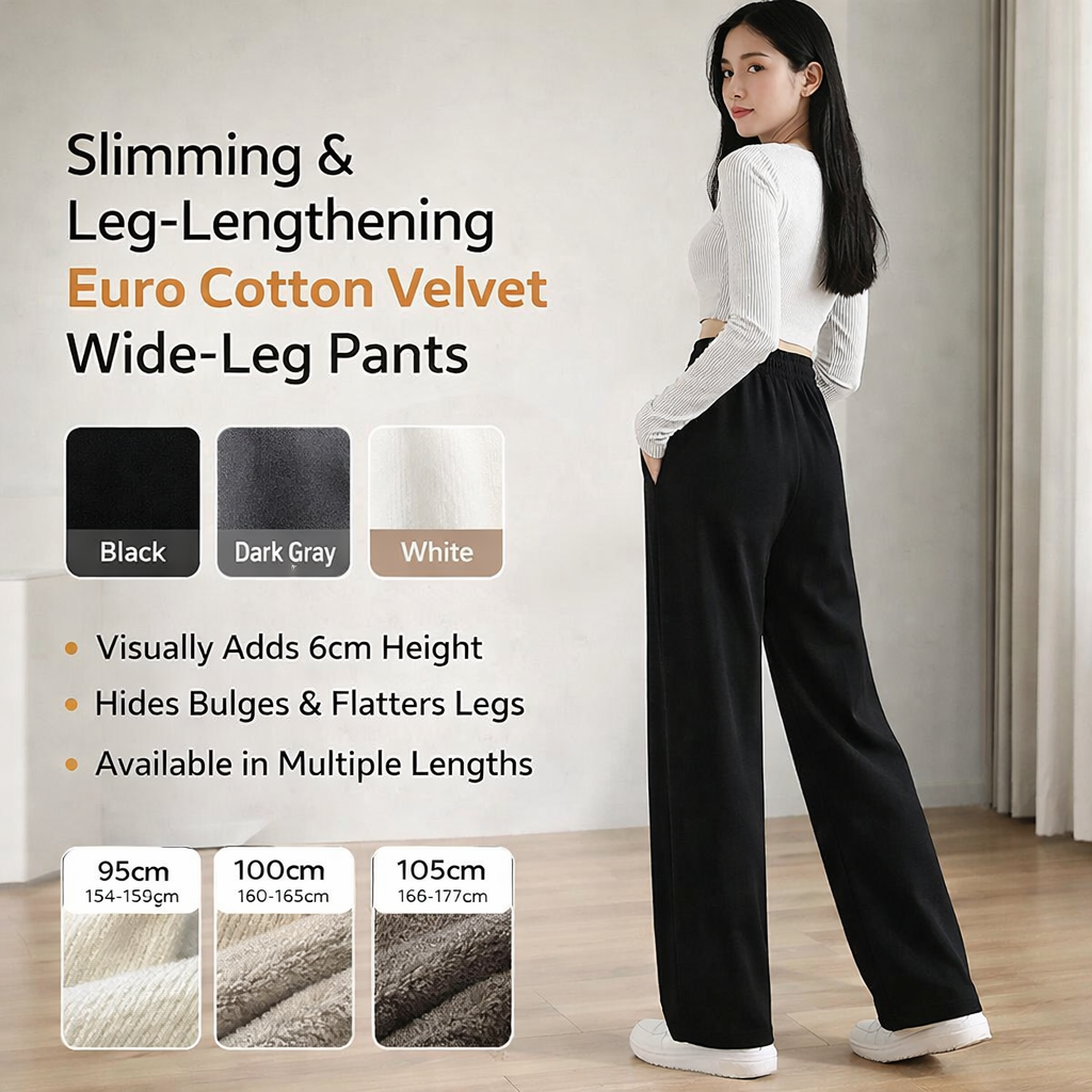 Women's Slim Wide-Leg Cotton Blend Pants
