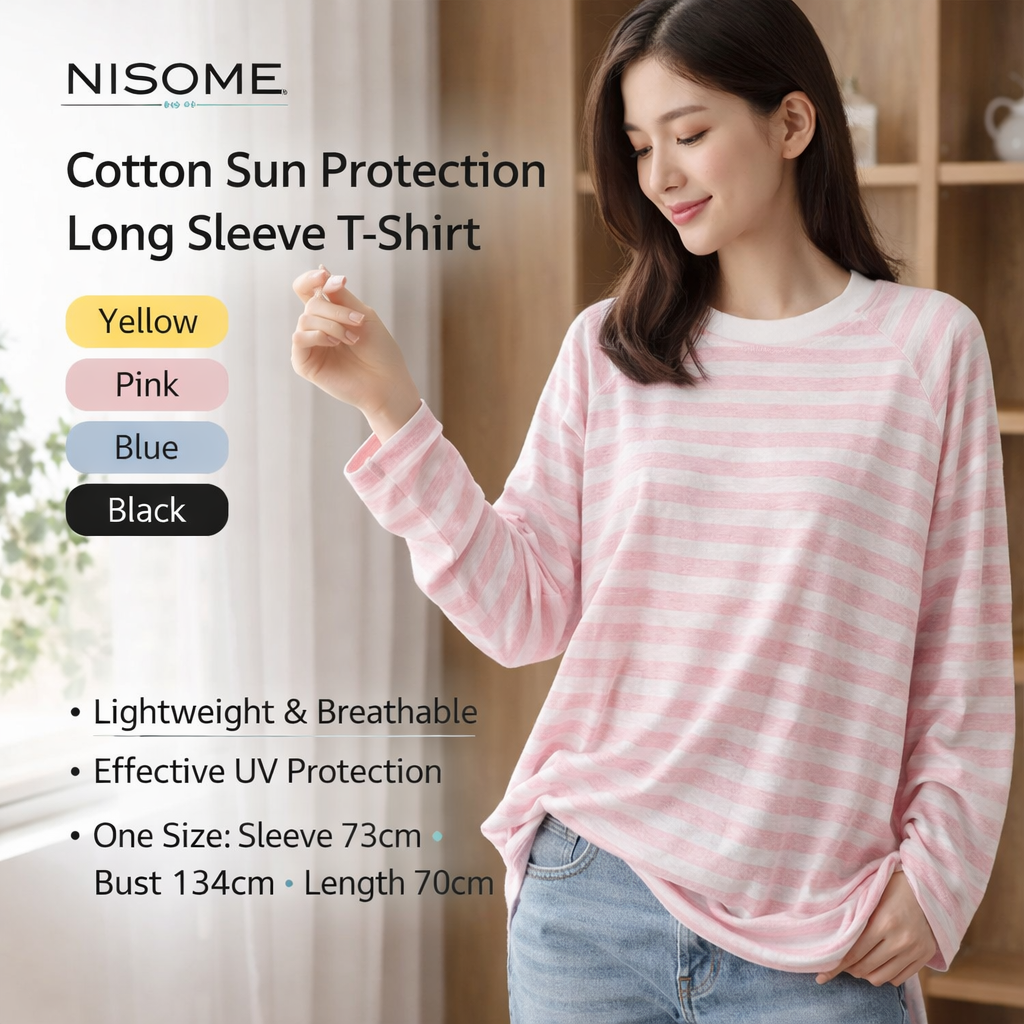NISOME Striped UV Protection Long Sleeve T-Shirt