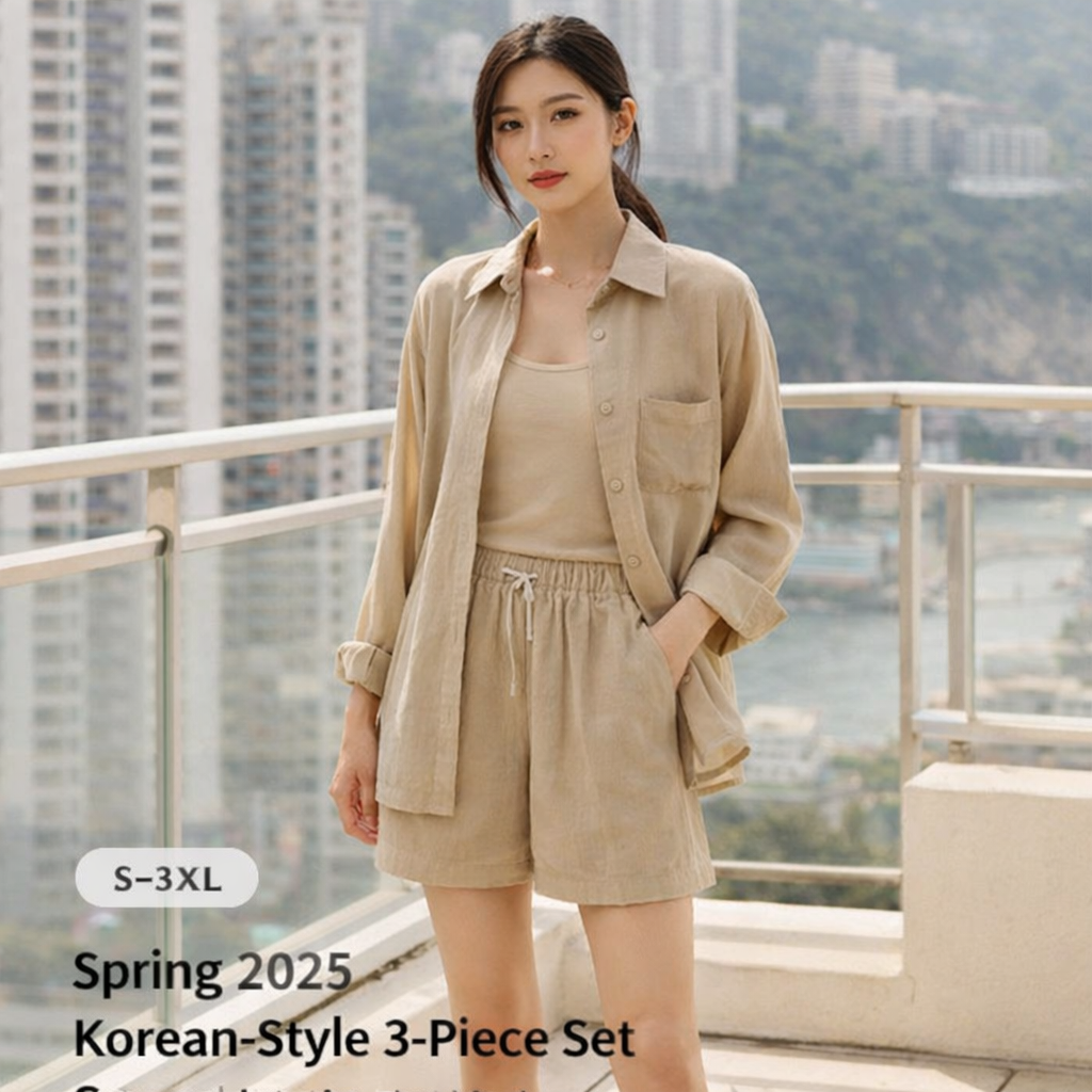 2025 Korean Womens 3-Piece Casual Set