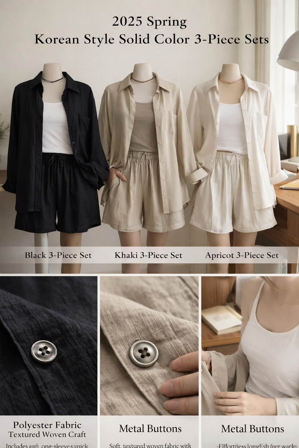 2025 Korean Womens 3-Piece Casual Set