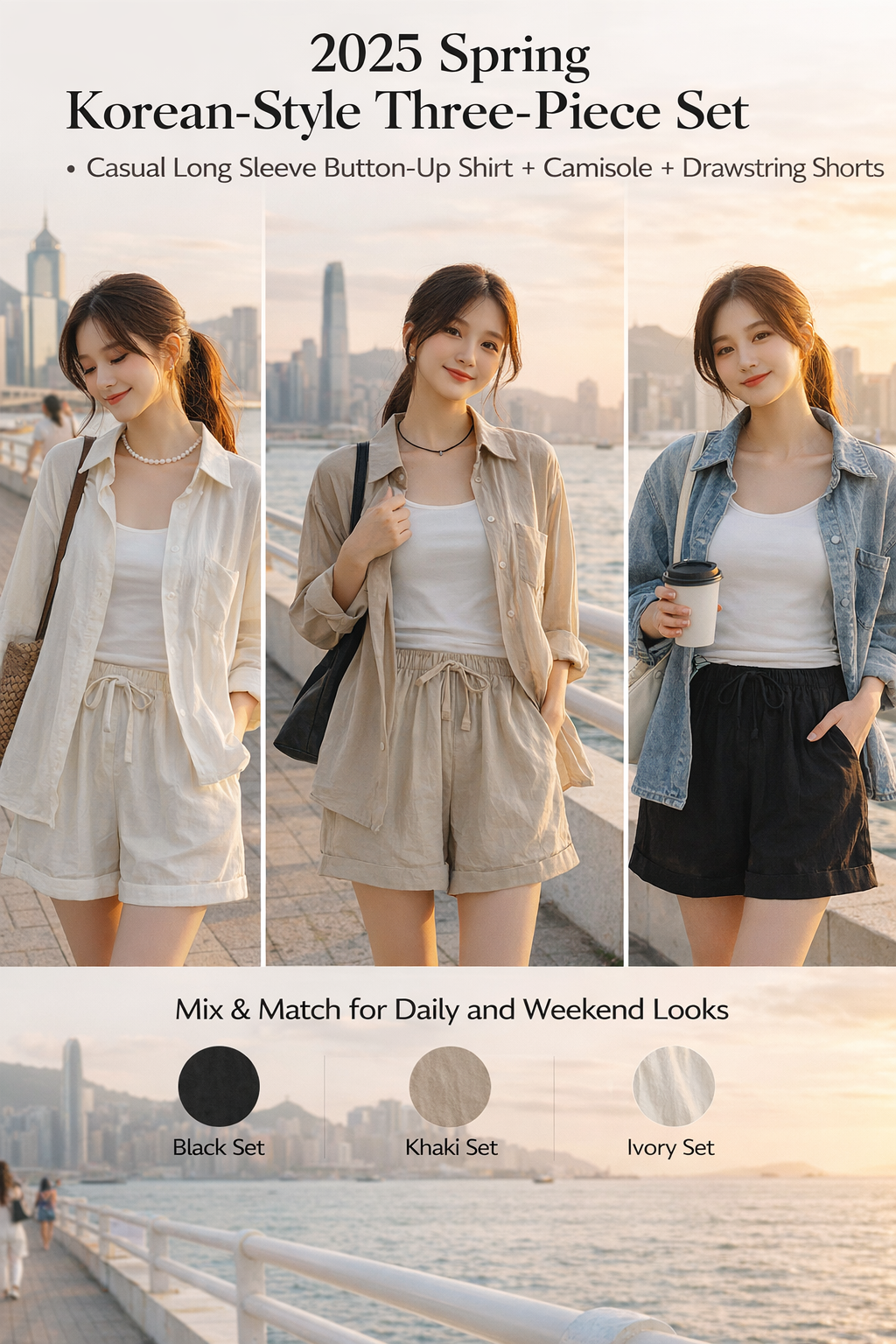 2025 Korean Womens 3-Piece Casual Set