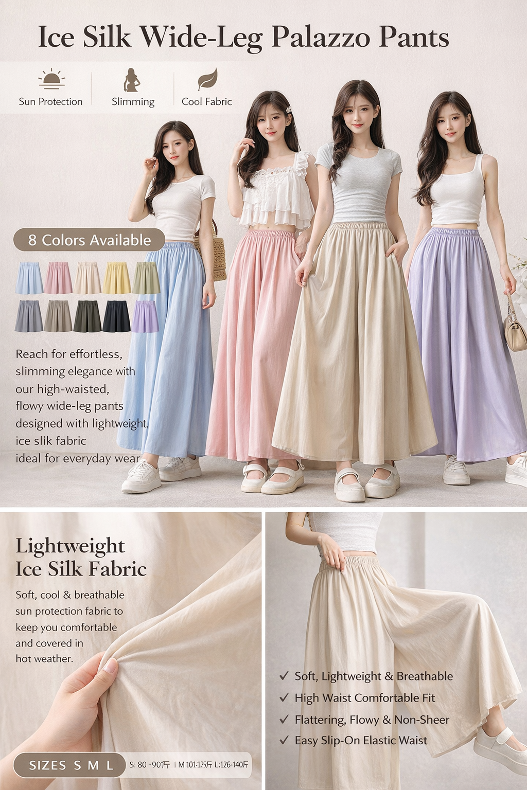 Women's Ice Silk Wide-Leg Sun Protection Pants