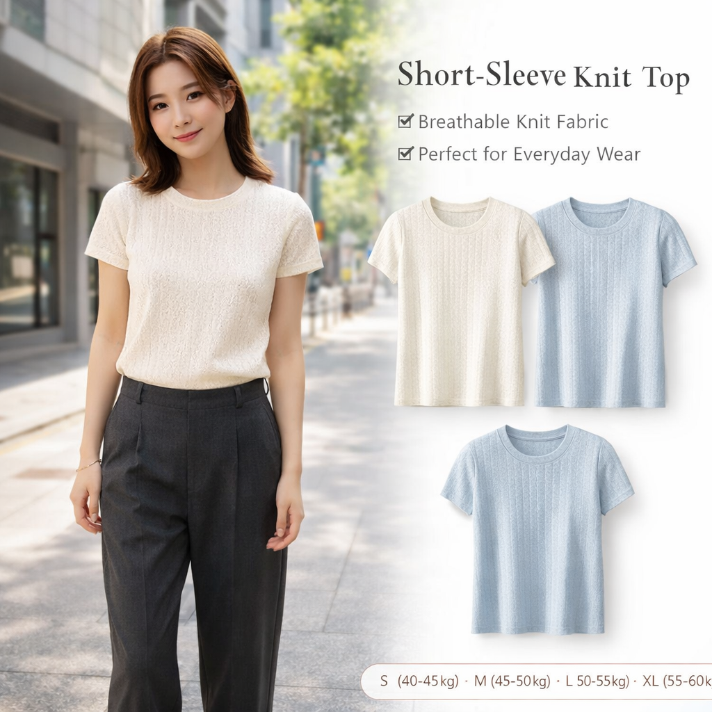 Women's Summer Knit Short Sleeve Tops
