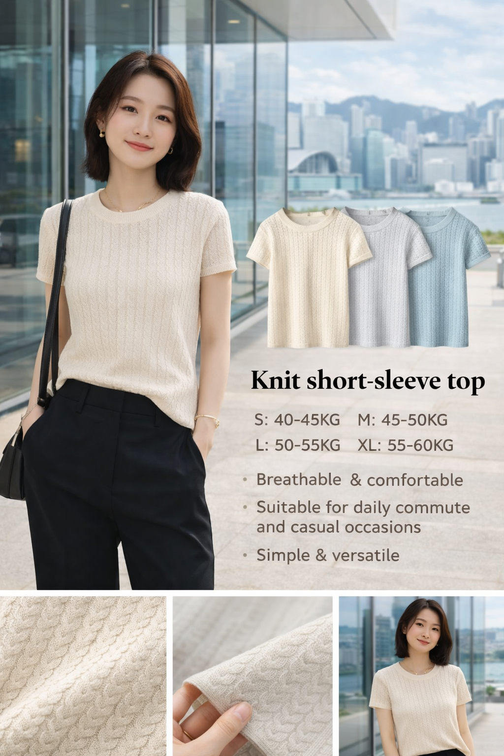 Women's Summer Knit Short Sleeve Tops