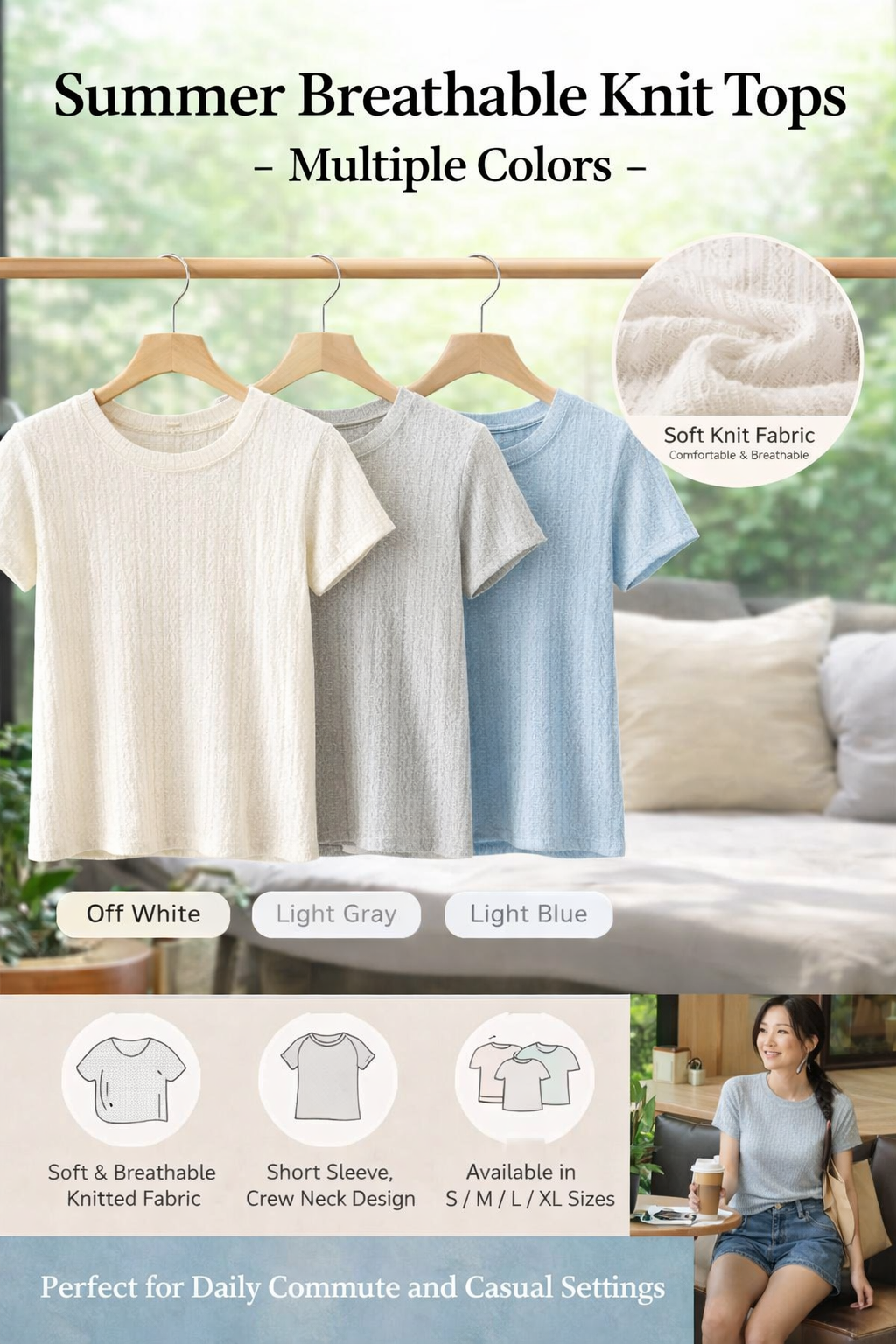 Women's Summer Knit Short Sleeve Tops