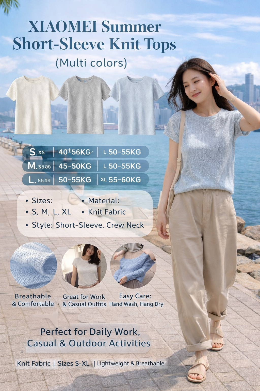 Women's Summer Knit Short Sleeve Tops