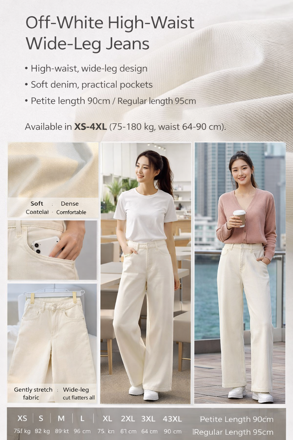 Off-White High-Waist Wide Jeans